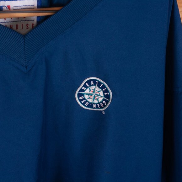 Vintage 90s Logo Athletic Seattle Mariners MLB Pullover Warmup Jacket - Men's XL - Picture 4 of 7